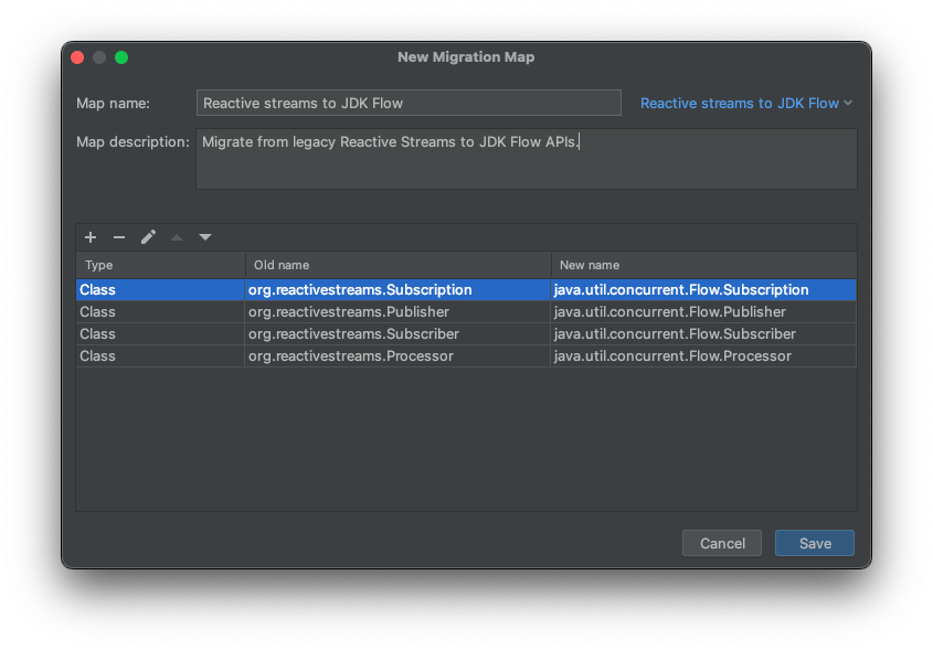 IntelliJ type migration map